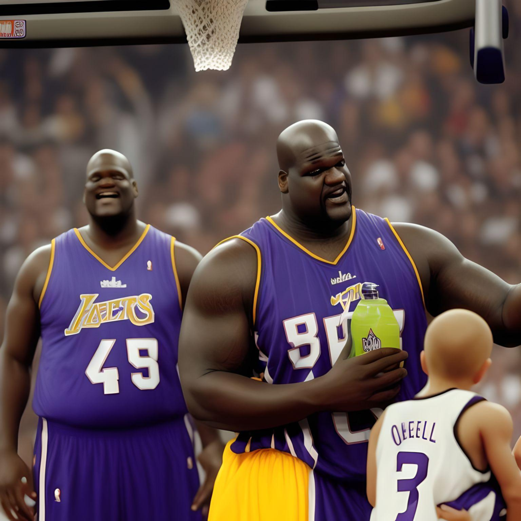shaq holding a water bottle